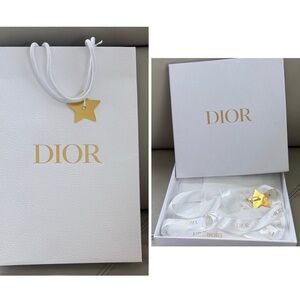 Dior white pebble shopping bag and Square box with gold stars